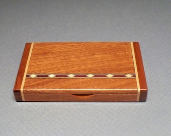 Santos Mahogany Wood Business Card Holder, Corporate Gift, Desk Accessory,Wooden Card Case, Business Card Holder Gift, Made in the USA