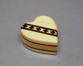 Miniature Heart Urn 1/3 c.i., 2&quot; x 2&quot; x 1&quot; Tall, Small Wooden Box, Small Wooden Heart Urn, Small Urn, Tooth Fairy Box, Made in the USA
