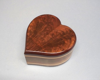 Heart Cremation Urn: Figured Walnut & Maple, Approx. 35 c.i., Made in the USA