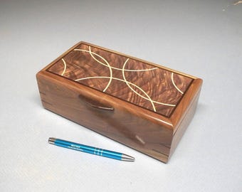 Handmade .Walnut Keepsake Box with Hinged Lid, Made in the USA