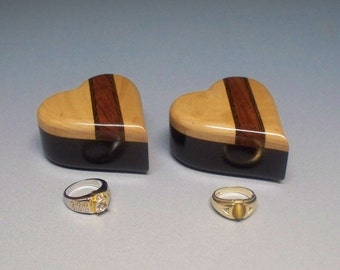 Pair of Ring Heart Boxes, Handmade in the USA, Ring Boxes for Twins