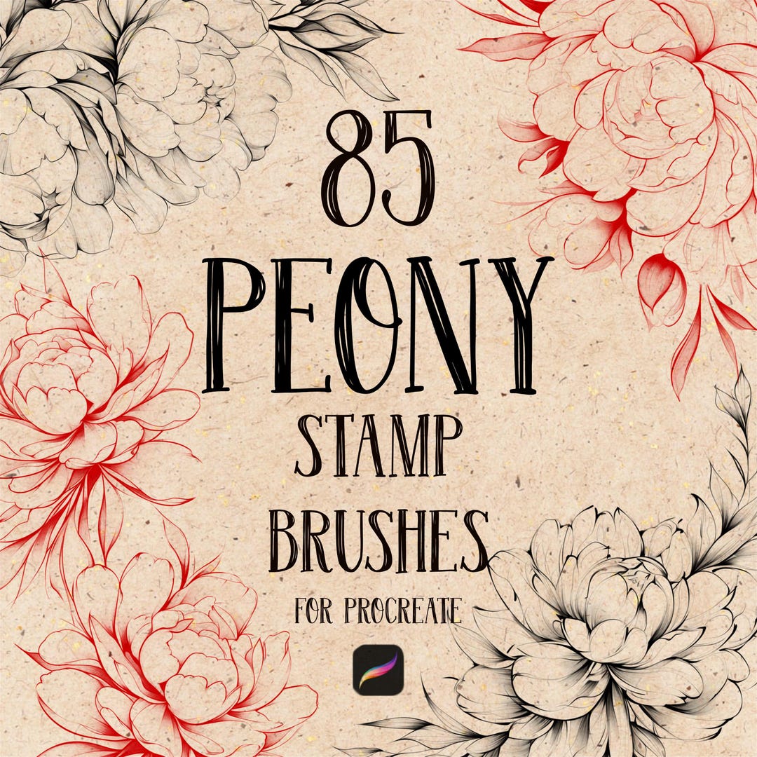 85 Peony Stamp Brushes for Procreate App. Procreate Stamp Brushes ...