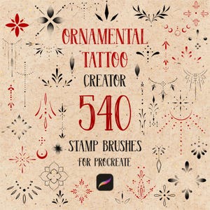 Ornamental Tattoo Creator stamp brushes for Procreate app. Tiny ornament tattoo brushes. Ornament tattoo maker. Procreate brushes. Procreate