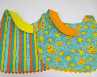 Baby Bib set of 2.  Ducks and stripes