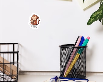 Kawaii Monkey Magnet – Mother Baby, Be Brave Quote, Matte Finish Nursery Decor