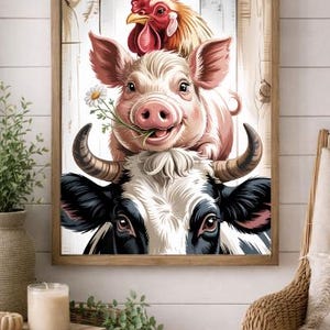 Neutral Cow Wall Art, Farmhouse Cow Print, Rustic Country Kitchen Decor, Modern Farmhouse Animal Art, Neutral Farmhouse Wall Decor, Past Tym