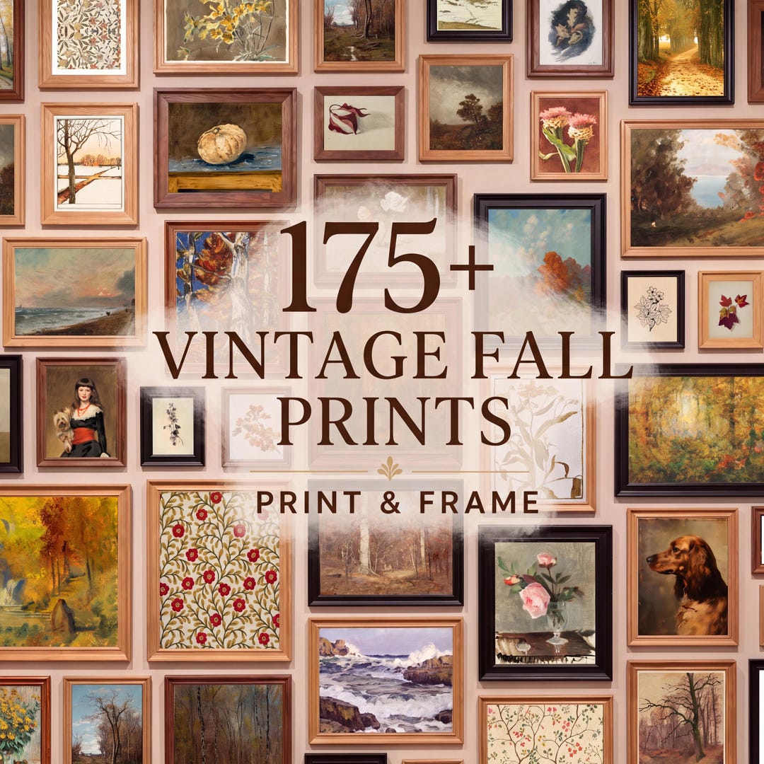 Fall Gallery Wall Art Set, 175+ Vintage Autumn Printables for Rustic ...