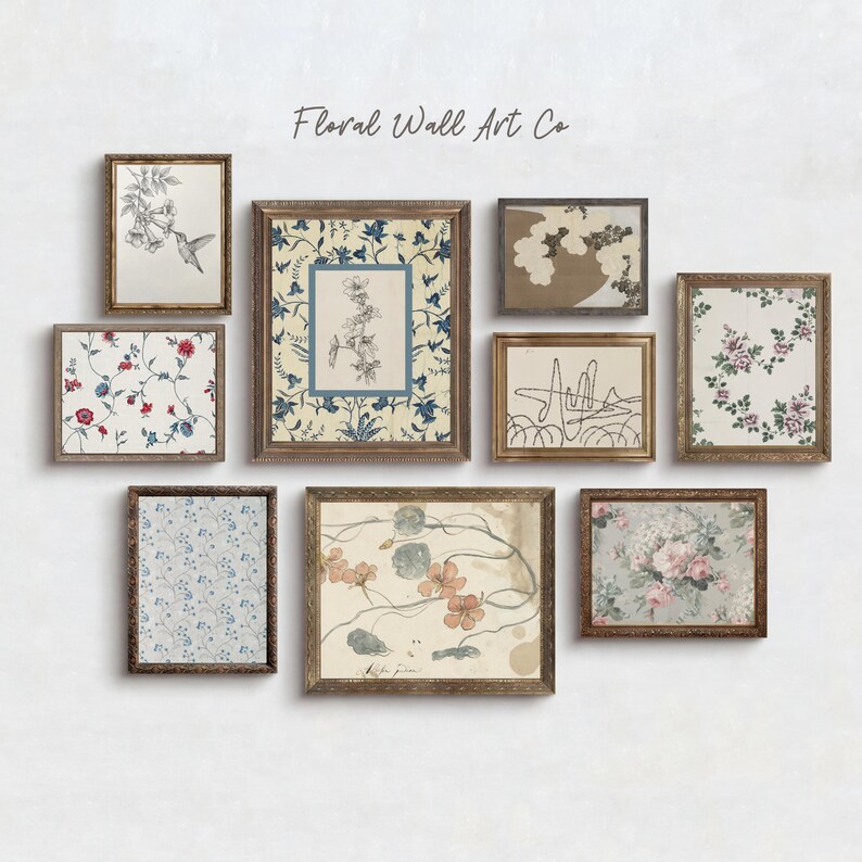 Vintage Floral Prints Bundle | French Country Gallery Wall Art (digital ...