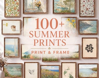 100+ Summer Gallery Set, Vintage Coastal Botanical Printable Bundle (Digital Download)