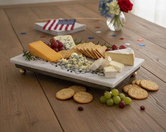 Marble Wood Kitchen Riser Charcuterie Board Cheese Tray Serving Stand Pedestal Decor Housewarming Gift New Homeowner Wedding Host Present