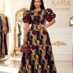 long elegant ankara maxi dress Bekky Ankara Maxi Dress