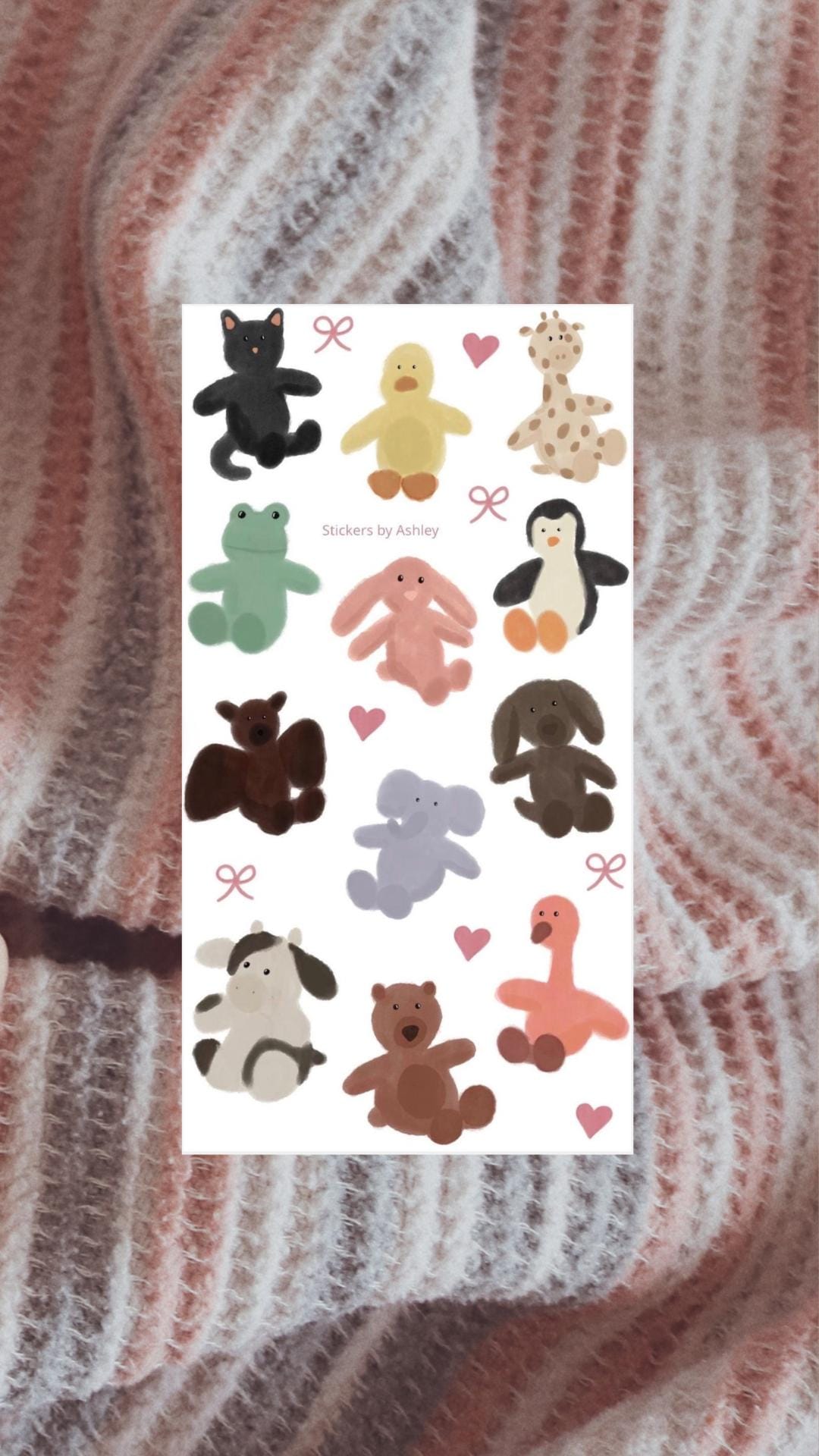 Sticker Plush Hand Drawn Plushie Sticker Sheet – Stuffed Animal Decals for Laptops ...