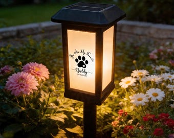 Personalized Dog Cat Pet Paw Print Solar Garden Light Custom Name Text Outdoor Yard Lamp Garden Decor Sympathy Memorial Gift for Pet Family