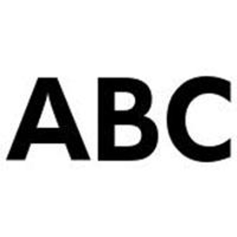May include: Black uppercase letters spelling "ABC" on a white background. The letters are bold and evenly spaced, with a simple, sans-serif font. The image is a clean, minimalist design.