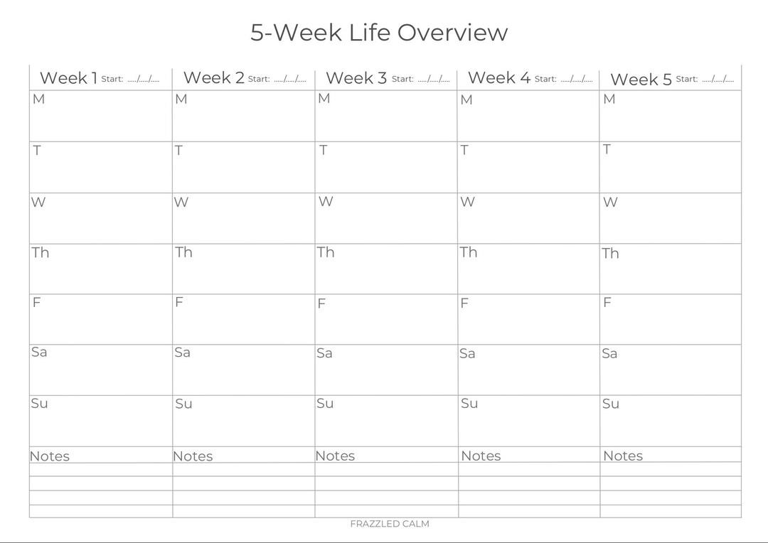 Week Rota Printable 5 Week Shift Family Planner Printable | Rolling Rota Planner for ...