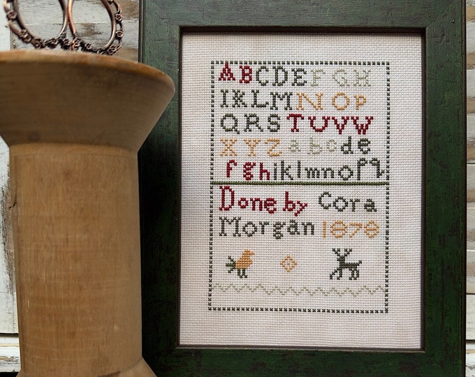 Cora Morgan 1878- a reproduction sampler PAPER cross stitch chart