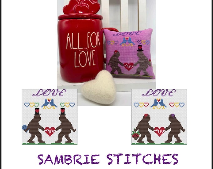 Bigfoot Love is Love PAPER cross stitch chart