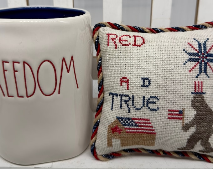 Bigfoot Red White and True PAPER cross stitch chart