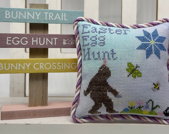 Bigfoot Easter Egg Hunt PAPER cross stitch chart