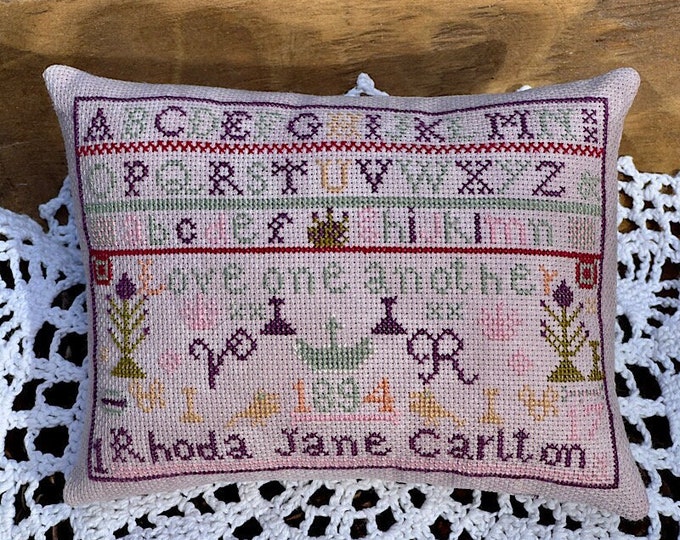 Rhoda Jane Carlton 1894 - a reproduction sampler pdf chart