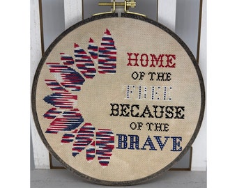 Patriotic Sunflower PDF Cross Stitch Chart