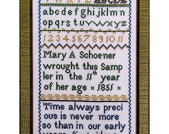 Mary A. Schoener 1851 - a reproduction sampler pdf chart