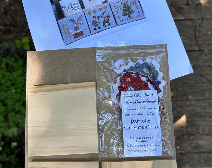 Patriotic Christmas Trio Finishing Bundle WITH Paper Chart