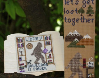 Bigfoot Cross Stitch PDF Patterns | Book Lover Cross Stitch Charts | Library & Reading Themed Needlework | Instant Download