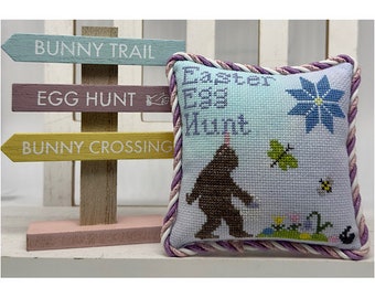 Bigfoot Easter Egg Hunt PDF Cross Stitch Chart