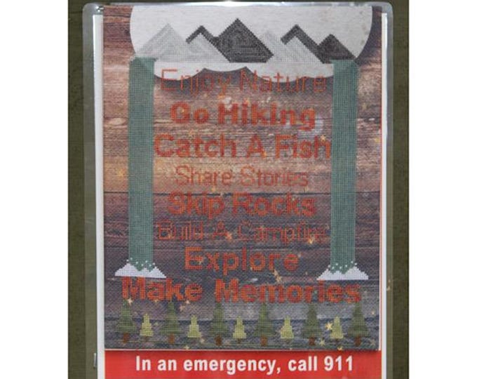 Memories in the Mountains PDF Cross Stitch Pattern | Mountain Adventure Cross Stitch | Outdoor Quote Cross Stitch | Outdoor Nature Sampler
