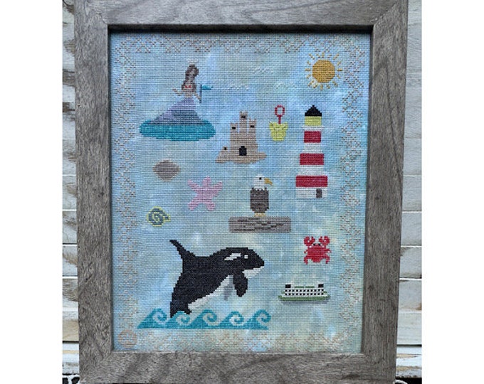 Beach Sampler cross stitch PDF chart