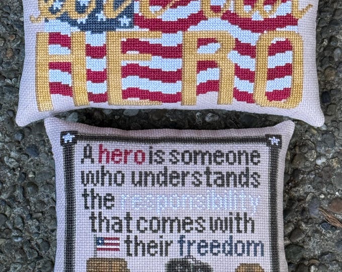 Dedicated Hero & Half of Love Our Hero PAPER cross stitch chart