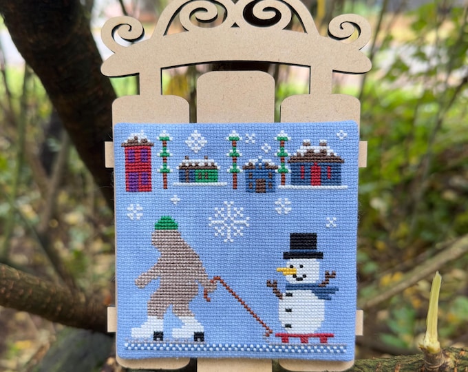 Ice Skating Bigfoot Cross Stitch PDF