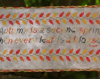 Second Spring Autumn Cross Stitch PDF pattern | Autumn | Fall | Inspirational Quote | Instand Download