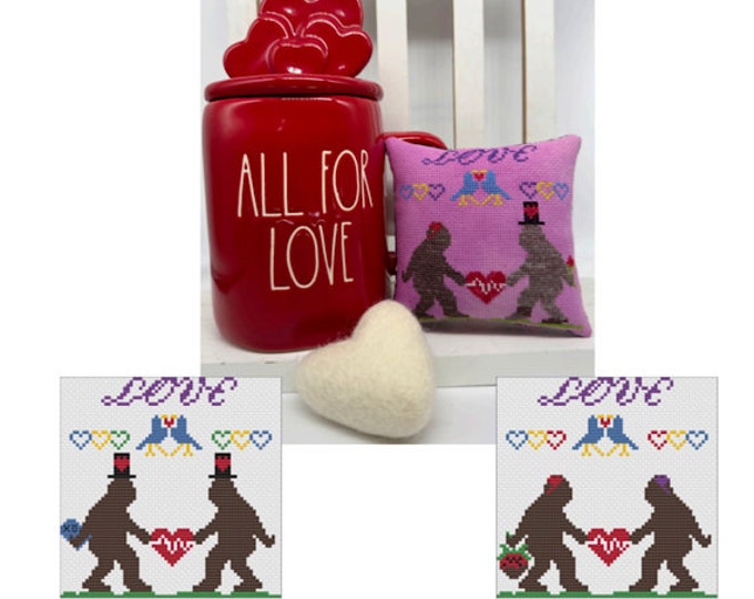 Bigfoot Love is Love PDF cross stitch chart