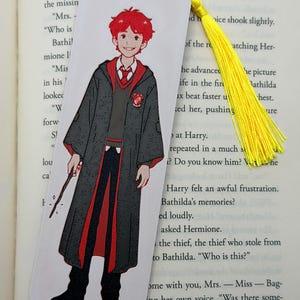 3D Printed Wizard Bookmark | Red Haired Sidekick Relief Art, Tassel