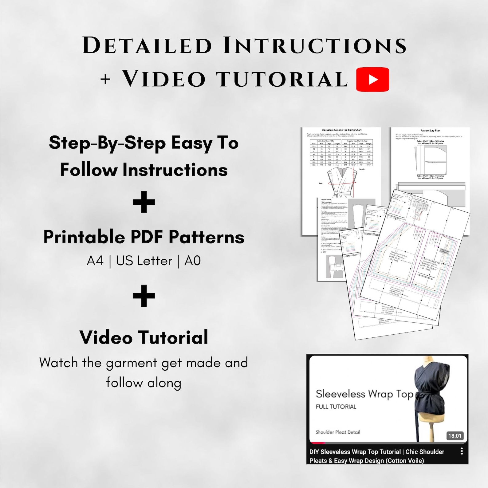 Sleeveless Top Pattern (PDF Sewing Pattern) Women Sleeveless Wrap Top ...