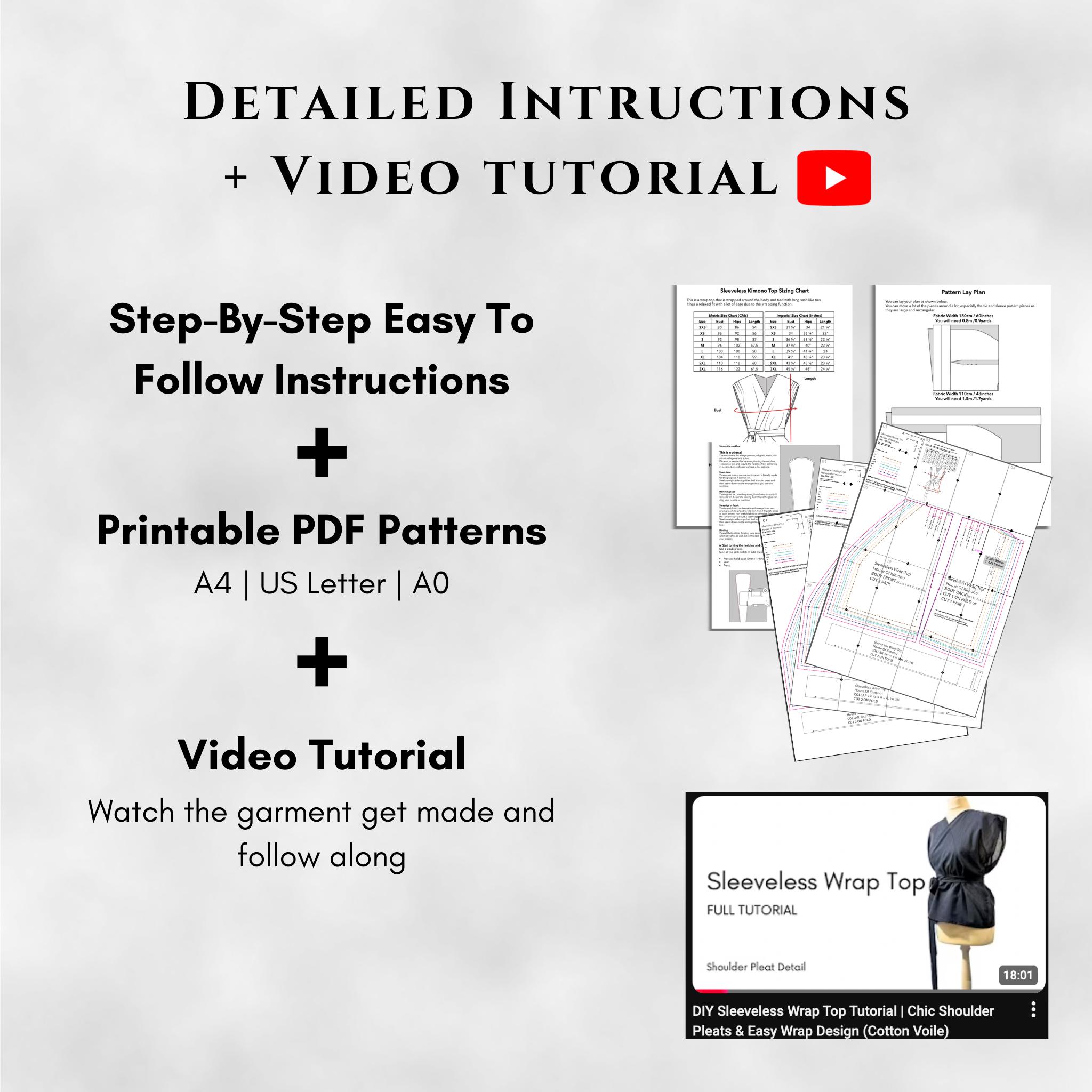 Sleeveless Top Pattern (PDF Sewing Pattern) Women Sleeveless Wrap Top ...