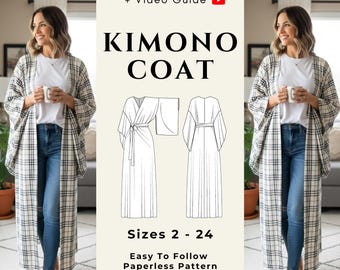 Beginner Coat Sewing Pattern - Easy PDF Kimono Coat Pattern for Women (Paperless PDF)