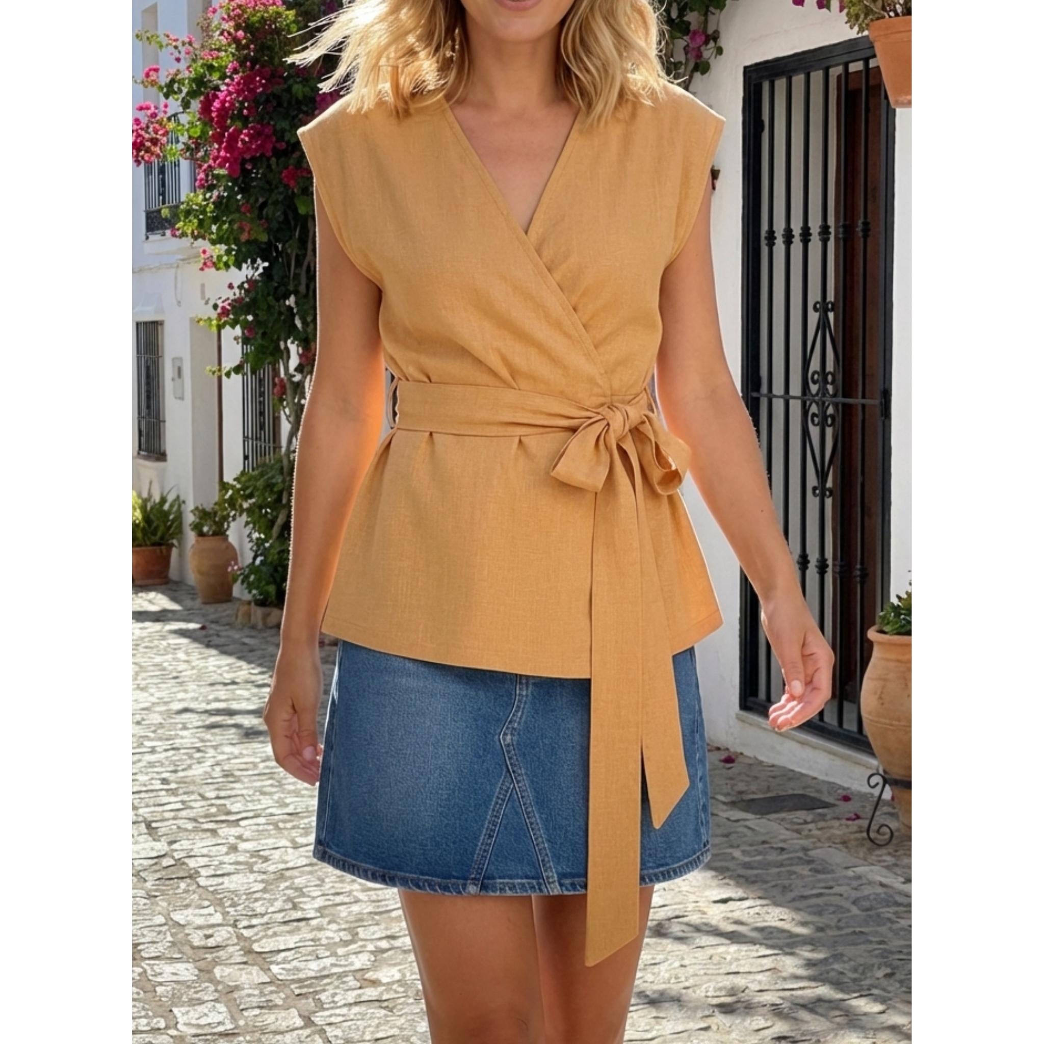 Sleeveless Top Pattern (PDF Sewing Pattern) Women Sleeveless Wrap Top ...