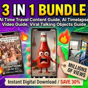 AI Video Creator Bundle: Talking Objects, Time Travel, Timelapse Tutorials (Digital Download)