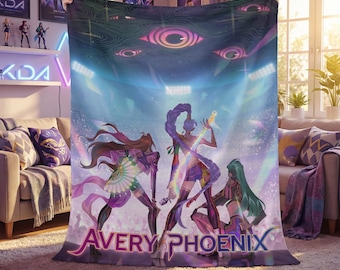 Manta personalizada con nombre, manta de franela personalizada, decoración de habitación para chicas gamers de anime, estética de concierto de estrella del pop, regalo mágico de neón para chicas adolescentes.