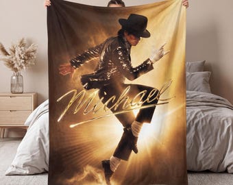 Personalized Michael Jackson Blanket, Music Legend King of Pop Flannel Throw, Custom MJ Fan Gift, Iconic Pop Star Home Decor Bedding