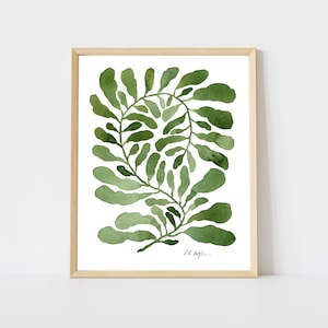 Original Abstract Botanical Art, modern fern painting, matisse inspired wall art, green plant painting, minimalist wall art, boho decor