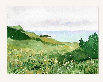 Big Sur Coast #2 Watercolor Landscape: Original Painting 5x7