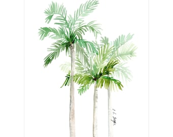 Watercolor Palm Trees Art Print: Tropical Coastal Decor (Digital Download)