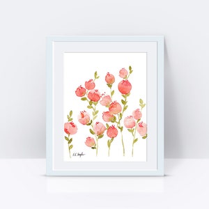 original peach flowers watercolor painting, floral artwork, spring home décor, watercolor art, modern floral wall décor, cottagecore floral Bild 4
