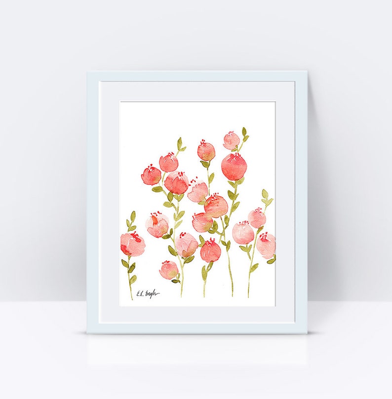 original peach flowers watercolor painting, floral artwork, spring home décor, watercolor art, modern floral wall décor, cottagecore floral Bild 4