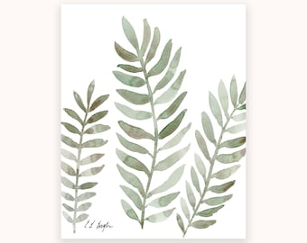 boho wall art printable, sage green branches, watercolor art print, neutral botanical decor, minimal wall art, farmhouse printable, vertical