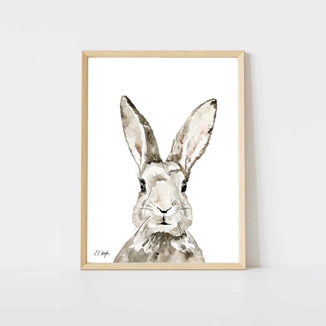 Bunny Rabbit Giclee Print: Folk Art Watercolor Animal Painting - Etsy